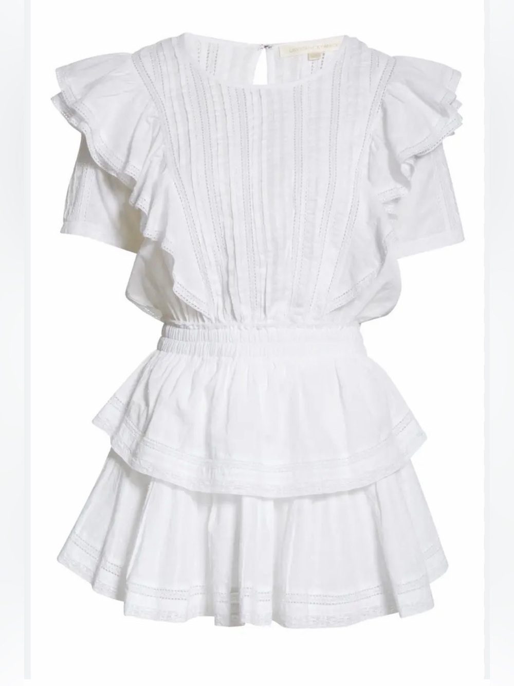 LoveShackFancy Natasha Ruffle Tiered Mini Dress White Size 0-2/Petite
